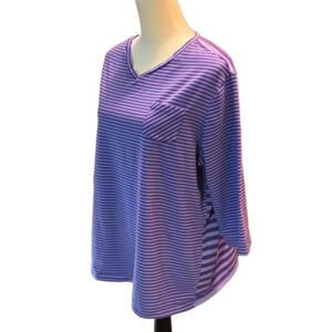 Covington 3/4 Sleeve Tee Lavender & Purple Stripes Stretch Fabric Women size 20W